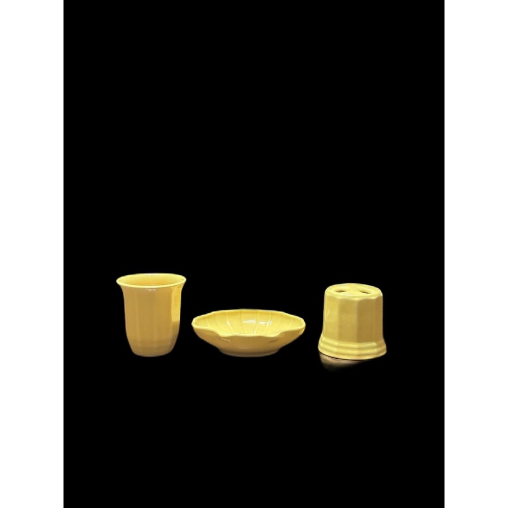 Vintage 3 Pc. Set Pfaltzgraff Yellow Bathroom Vanity